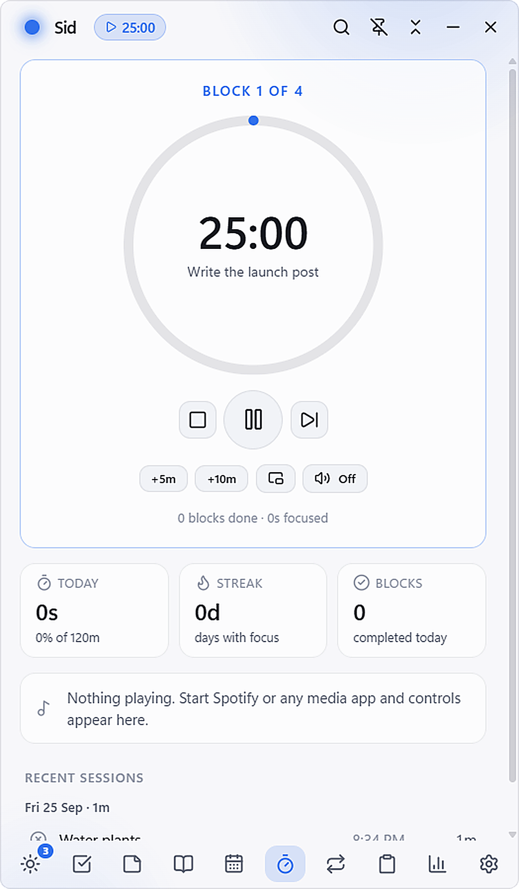 Active running focus session with progress ring