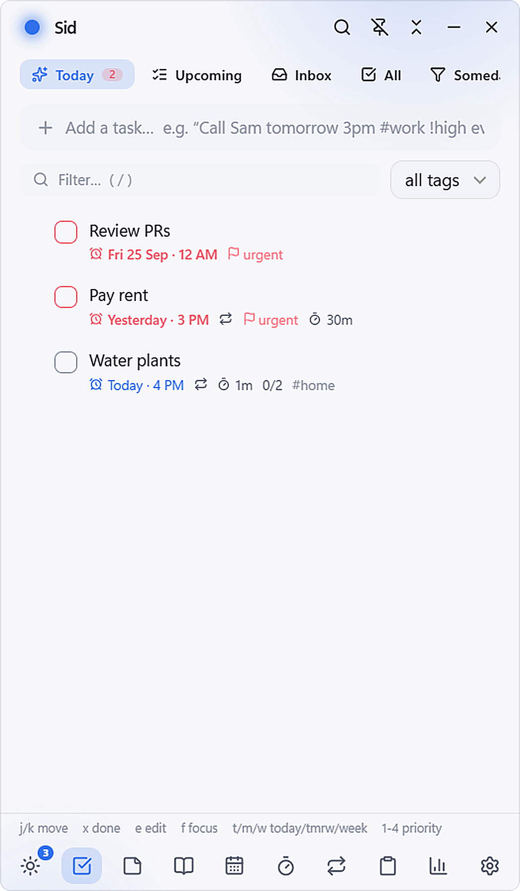 Natural language tasks list